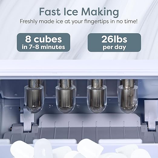 Igloo Self-Cleaning Countertop Ice Maker - Compact and Portable - Creates 26 lbs. Per Day, 8 Pieces Ready Every 7-8 Minutes - Includes Ice Scoop and Basket - Pink