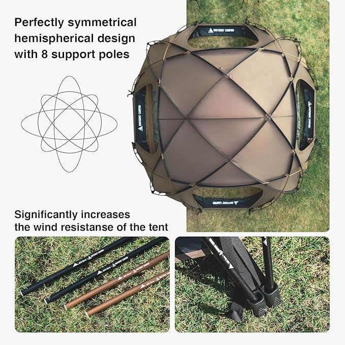 OneTigris Tower M Dome Tent, Waterproof Windproof 4 Person Tent with Stove Jack for Camping, Hiking, Hunting, Bushcraft, Winter, Car Trips