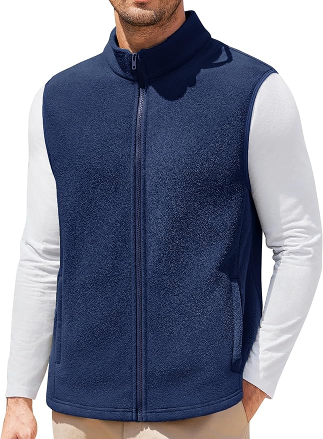 COOFANDY Mens Polar Fleece Vest Lightweight Sleeveless Jacket Warm Zip up Outerwear Vests with Zipper Pockets for Hiking