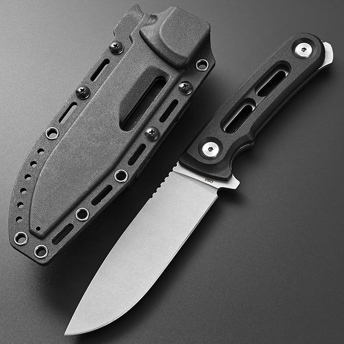 GTK4 Fixed Blade Knife AUS-8 Steel Blade Nylon Fiberglass Handle Full Tang EDC Tool Knifes for Outdoor Camping Survival Adventure(black)