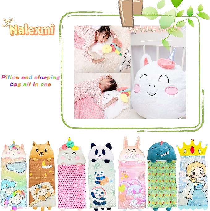 Sleeping Bag for Kids, Preschool Nap Mat, Toddler Sleeping Bag with Pillow for Daycare, Ages 3+, Large Size