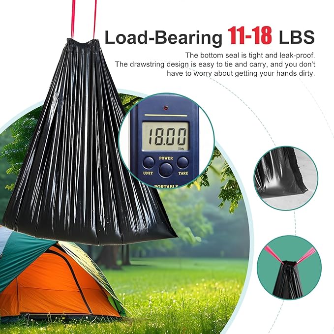 Portable Toilet Bags,Drawstring Camping Toilet Bags Toilet Trash Bags Leak-Proof, Waste Bags for Camping, Hiking, Traveling,Emergency, Outdoor Activities