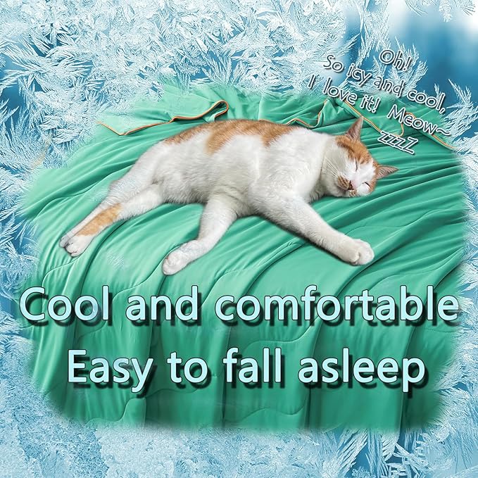 MorroMorn Cooling Comforter for Hot Sleepers & Night Sweats - IceyRest Cold Touch Technology, Lightweight Summer Blanket Breathable Silk Smooth (Watermelon Green, Full Queen Size 90"x90")