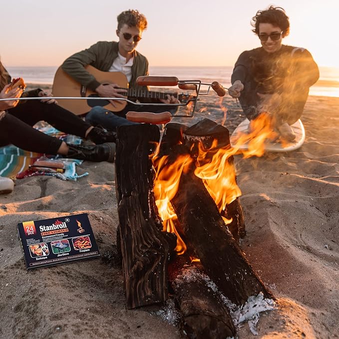 Stanbroil 24 pcs Fire Starters, Squares Natural Charcoal Fire Starters Super Fast Lighting Perfect for Barbecue Grills, Smokers, Wood Stove, Campfires and Outdoor Fireplaces