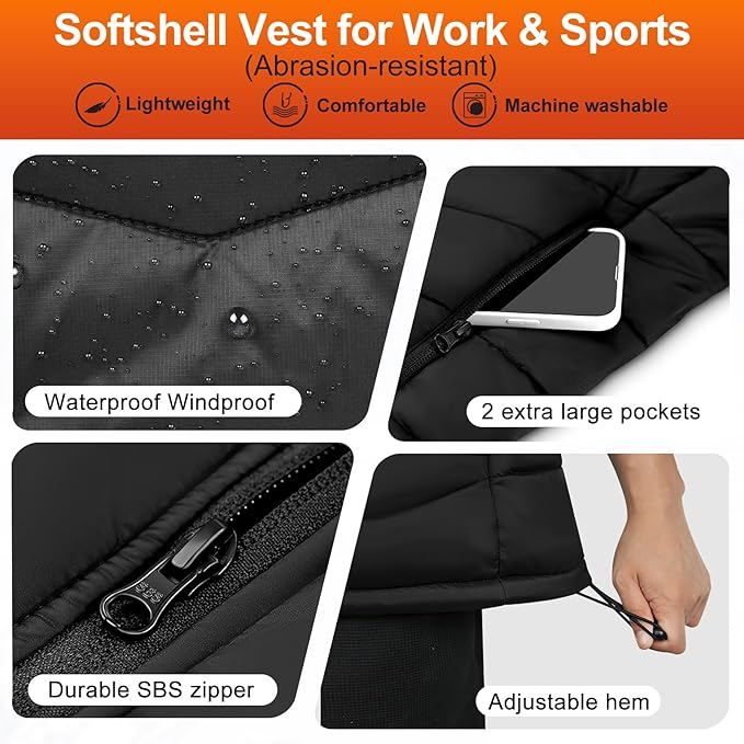 Heated Vest Women with Battery Pack Included, Smart Controller, Lightweight Electric Heating Jacket, Light Out Design