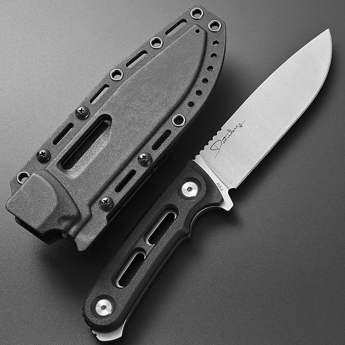 GTK4 Fixed Blade Knife AUS-8 Steel Blade Nylon Fiberglass Handle Full Tang EDC Tool Knifes for Outdoor Camping Survival Adventure(black)