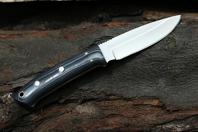 GCS Handmade D2 Steel Hunting Knife with Micarta Handle, Full Tang Blade, and Leather Sheath for Hunting Hunting Camping Survival EDC-GCS 965