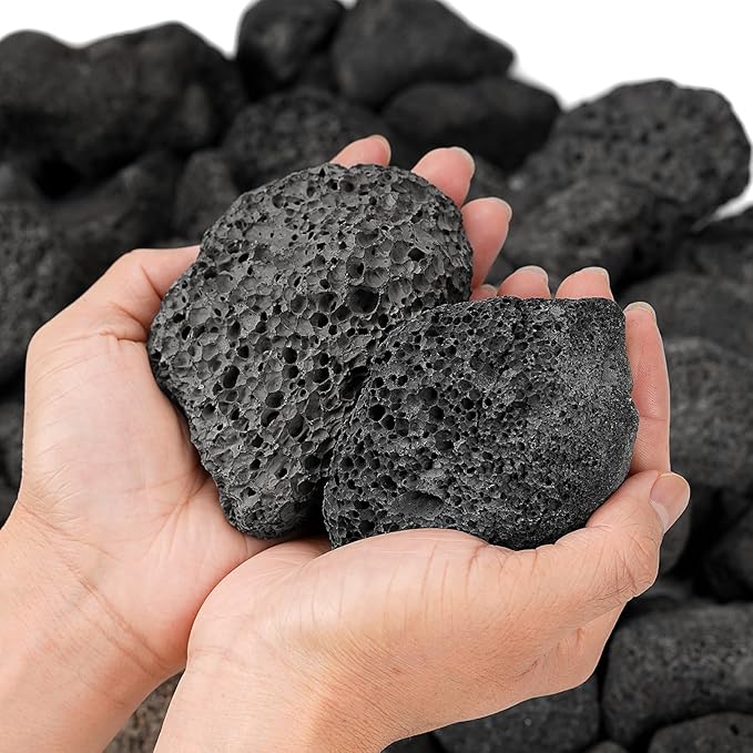 Mr. Fireglass Lava Rock Granules, 2.75"-5" Large Volcanic Lava Rock for for Fire Pits, Fire Bowls, Fire Table and Gas Log Sets, Decorative Landscaping, Indoor & Outdoor Fireplaces - 10 Pounds, Black