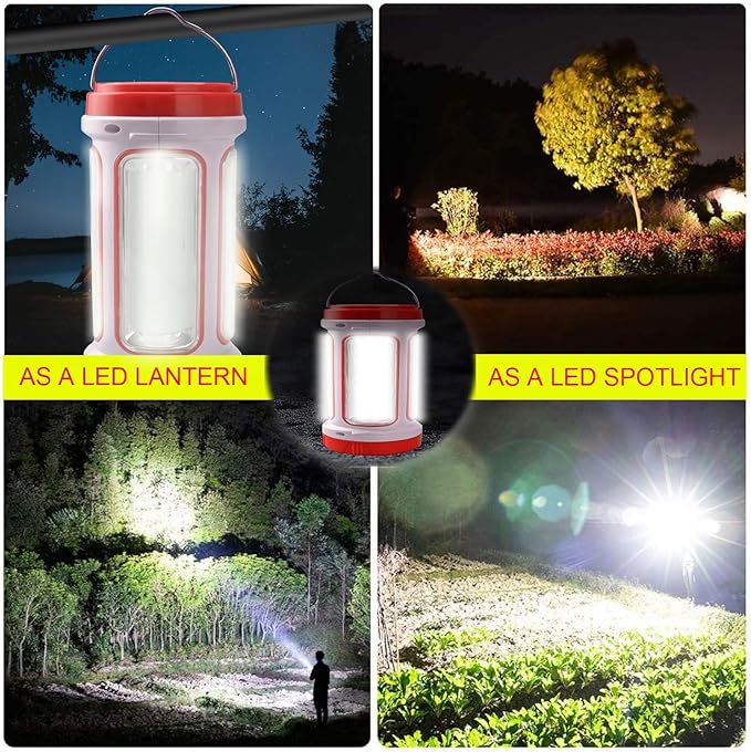 Solar Rechargeable LED Flashlight Lantern, Super Bright 10000LM Handheld LED Spotlight Searchlight, Multifunction Camping Lantern Work Light, 5 Light Modes, Waterproof for Emergency, Home