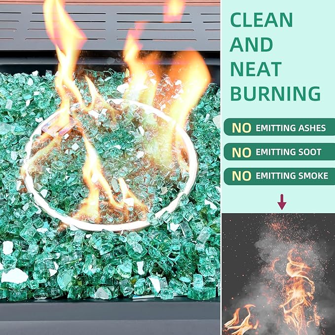 20 Pounds Fire Glass 1/2 Inch High Reflective Tempered Firepit Glass Rocks for Fireplace, Fire Pit Table, Fire Bowl and Landscaping (Emerald Green)