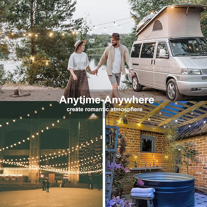 Abeja 25Ft LED Outdoor String Light, Patio Globe String Lights with 27 Shatterproof LED Clear Bulbs(2 Spare), Hanging Patio String Lights for Backyard Decor Bistro Party Yard Decor- White Wire