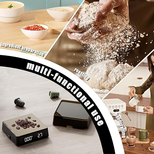 Coffee Scale PRO - 0.1g Precision Digital Espresso Scale with Timer, LED Hidden Screen, Portable Compact for Coffee Beans, Grounds, Baking & Food, Spill-Free Notched Lid for Easy Pouring