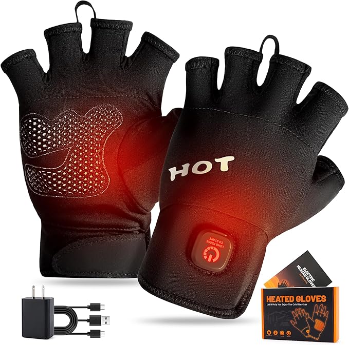 Heated Gloves for Men Women- Rechargeable Touchscreen Cold Winter Work Arthritis Pain Relief Hand Warmers Hot Compress Reusable, Heated Gloves for Cold Winter Arthritis Hands Skiing Hunting