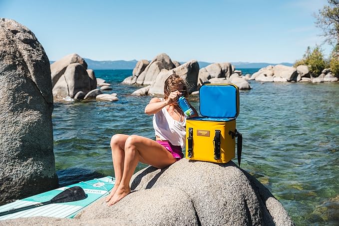 THURSO SURF Soft Cooler 24 Can Portable Ice Cooler Bag — 48 hr Insulation Leakproof & Airtight Waterproof Zipper Floating Beach Cooler for Travel Camping Kayak Paddleboard
