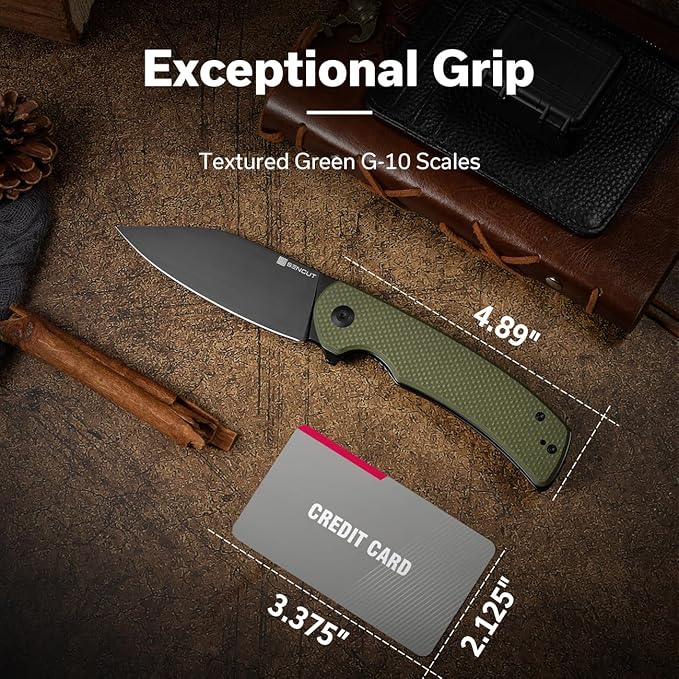 SENCUT Omniform Folding Pocket Knife for Men, Camping Knife with G10 Handle and 3.65" 9Cr18MoV Blade, Large EDC Knife for Outdoor S23064-1(OD Green)