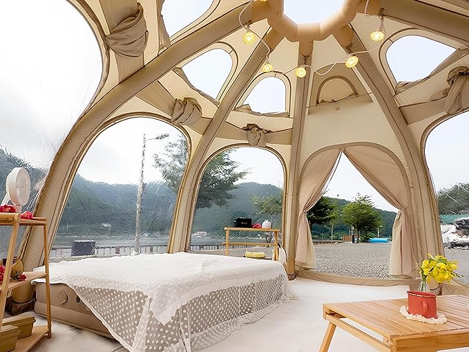 Coody | Rbm Outdoors Koala/Hub/Octopus Inflatable Tents for Camping with Stove Jack, 2/8/10 Person Luxury Canvas Blow Up Tent, 2 Room, Easy Setup Casa de Campaña, Large Inflatable House with Pump