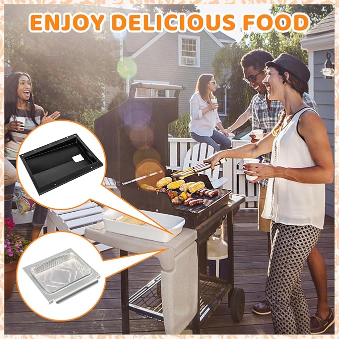 Uniflasy 69804 Grease Tray with 67047 Catch Pan for Weber Spirit 300 Series Gas Grills,Spirit E310 E320 E330 S310 S320 S330 Grills,Drip Tray with 10 Pack Aluminum Foil Liner,Replace Weber 69804 67047