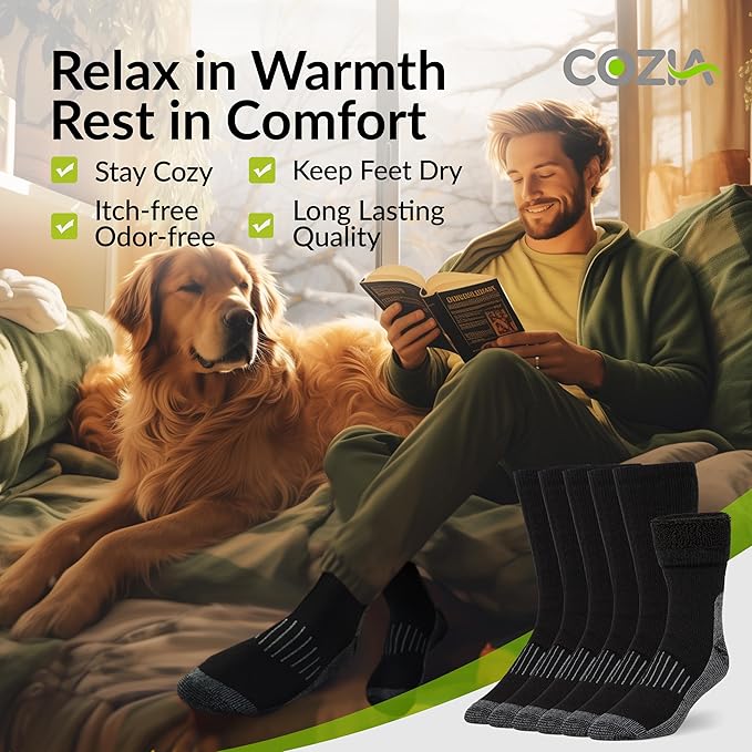 COZIA Merino Wool Socks for Men and Women Warm thermal Boot Hiking Socks 3 Pairs