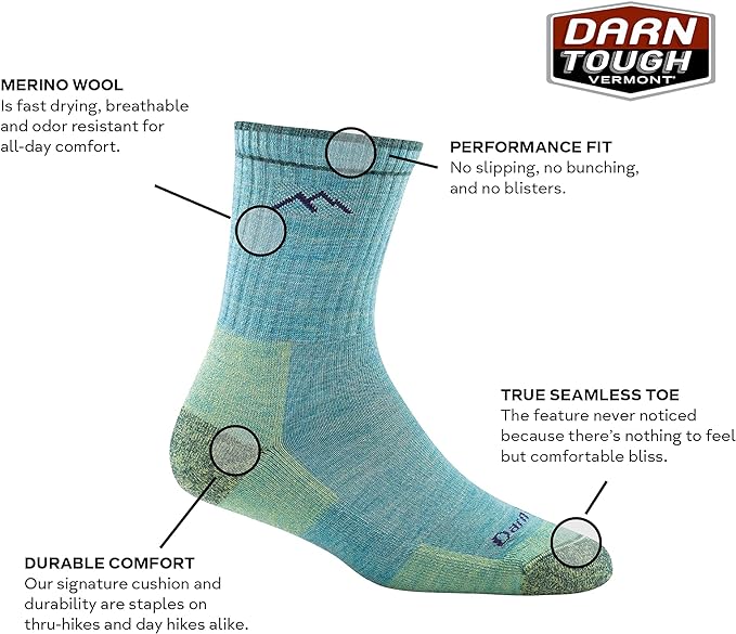 Darn Tough Vermont Women Merino Wool Micro Crew Socks Cushion