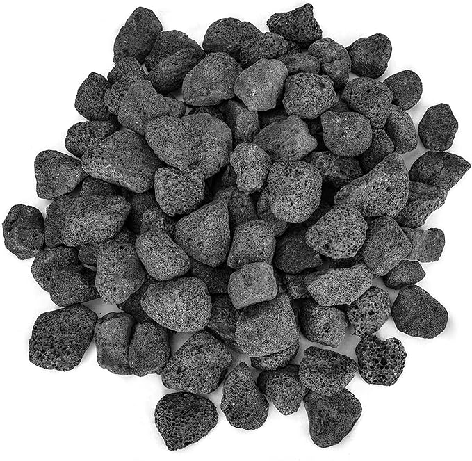 Stanbroil 10 Pounds Black Lava Rock Granules, Decorative Landscaping for Fire Bowls, Fire Pits, Gas Log Sets, Indoor or Outdoor Fireplaces(1 1/5" - 2")