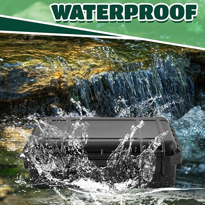 8.5 x 6.5 x 3.7 Inch Waterproof Hard Case with DIY Customizable Foam Insert Portable Protective Case with Knife for Camera Drones Equipments Tools Test Instruments (Black)