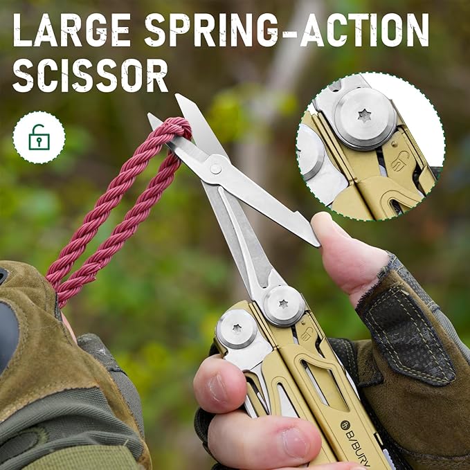 BIBURY Multitool Pliers Pro BI2045, Foldable Multitools with Replaceable Wire Cutters and Saw, Stainless Steel Multi Tool w/Upgraded Scissors and Screwdriver Set, Ideal for Camping, Hiking, Survival