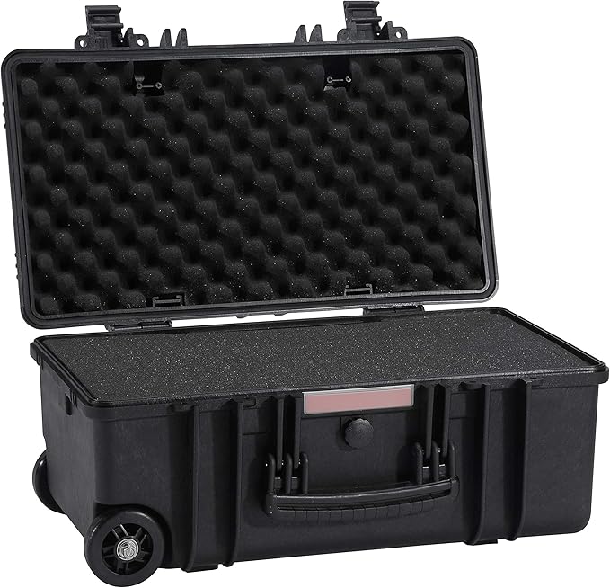 DCB Cases - Element 5573F | 22 x 14 x 10 Ext Dim | IP67 Waterproof | Pluck Foam Insert | Telescoping Handle | Foldable Grip | Resin-Reinforced Injection Molded Plastic | 2 Latch Lid Close | Wheels