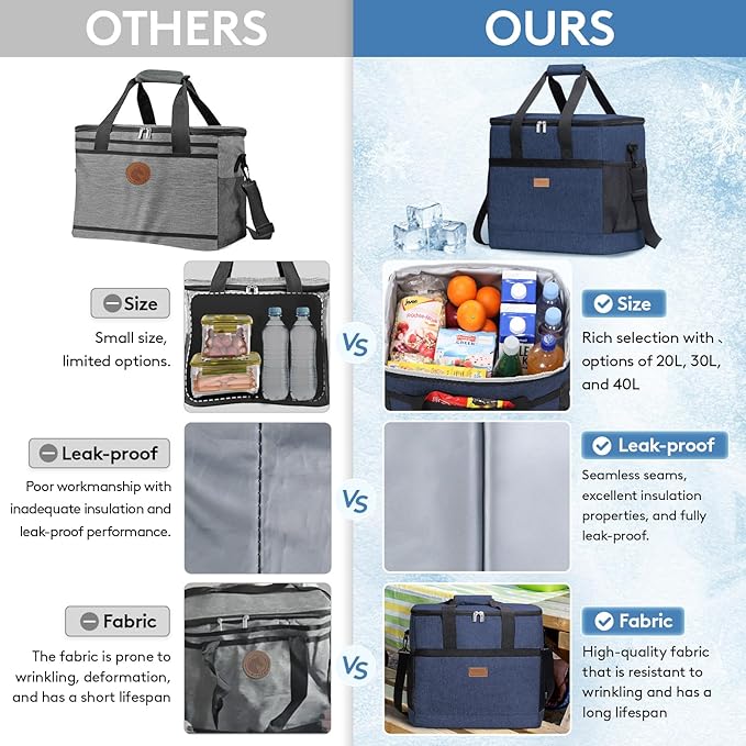 Lifewit Cooler Bag 30/50/60 Cans Collapsible and Insulated Large Lunch Bag Leakproof Soft Cooler Portable Tote for Camping/BBQ/Family Outdoor Activities
