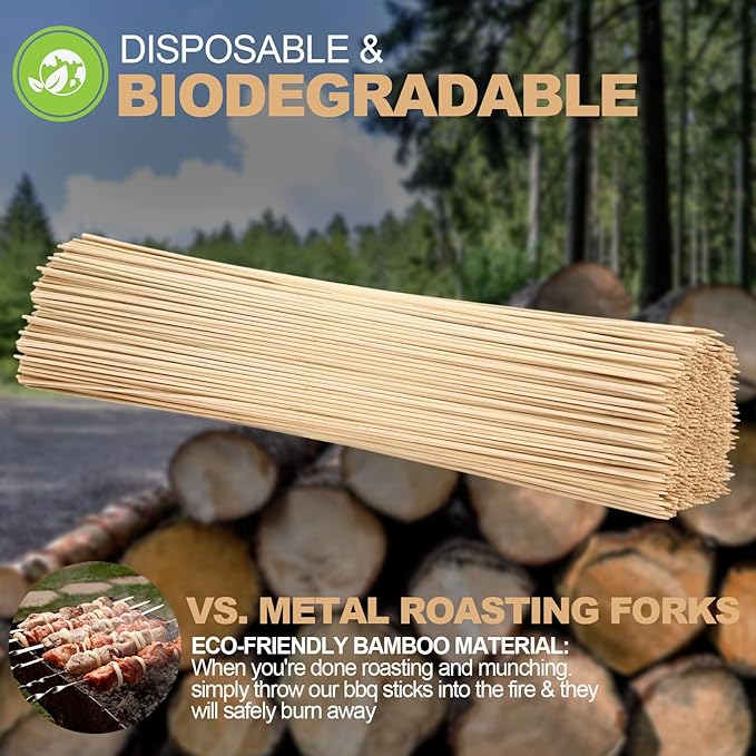 Suclain 400 Pcs Marshmallow Roasting Sticks 36" Long 5mm Thick, Smores Sticks Bamboo Skewers BBQ Kabob Grilling Barbecue Roasting Camping for Outdoor Fire Pits Campfires