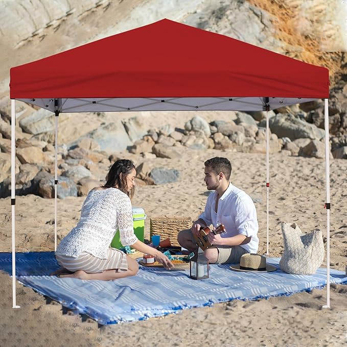 Northroad 8X8 FT Pop Up Canopy, Outdoor Instant Canopy Tent Slant Legs with Carrying Bag, Portable Gazebo Shelter for Wedding Party,Commercial Event,Patio,Garden,Beach -Red