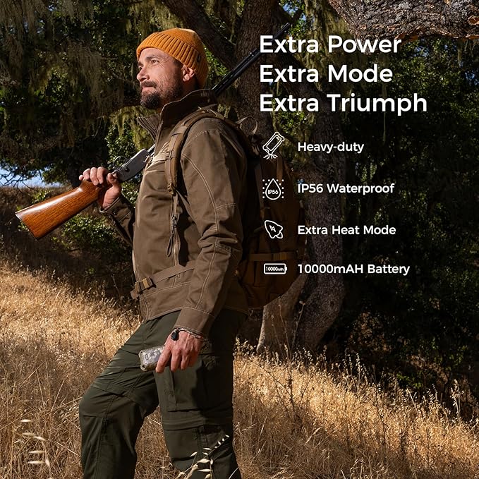 OCOOPA IP56 Waterproof Hand Warmers Rechargeable 10000mAh, Extra Heat Mode,16hrs Heat, Handwarmer with Torchlight, PD & QC Electric Hand Warmer, Winter Outdoor Gifts for Men Hunting Camping Hiking
