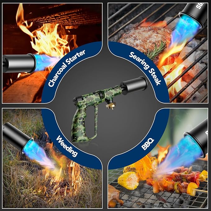 Sondiko Propane Torch Head, Powerful Kitchen Torch for Cooking, BBQ, Sous Vide and Steak Searing, Adjustable Blow Torch - Perfect Campfire Charcoal Starter(Propane Tank Not Included)