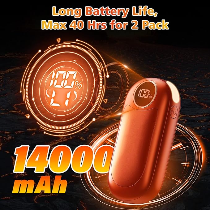 Hand Warmers Rechargeable 2 Pack, Dual Sided Electric Hand Warmer, 20Hrs Warmth, 8 Heating Mode, Portable Charging Pocket Heater for Men, Women, Raynauds, Camp, Hunting, Golf