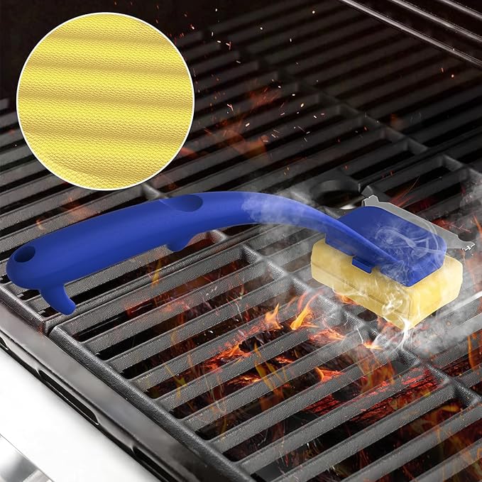 Grill Brush Bristle-Free with Replaceable Heat Resistant Kevlar Head Multi-Function Scraper BBQ Grilling Accessories, BBQ Grill Brush for Outdoor Grill, Heavy-Duty for Weber Grill Cleaner Accessories