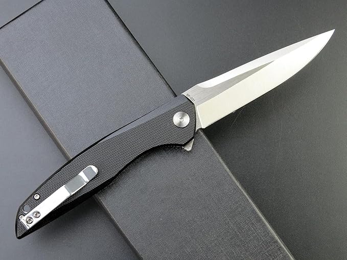 Eafengrow EF231 Folding Knife D2 Steel Blade G10 Handle Scales EDC Tool Knives for Working Outdoor Camping Hiking Fishing(black)
