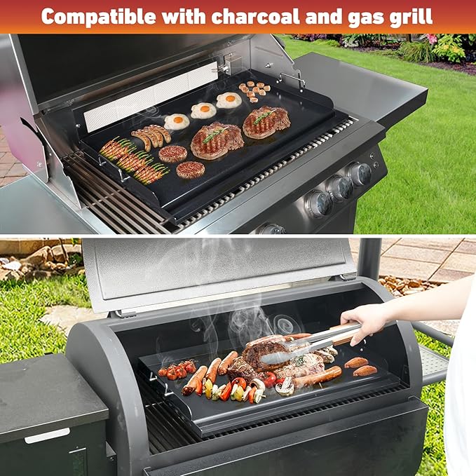 Skyflame Nonstick Griddle Top for Gas Grill, 25"x16" Large Cooking Area Flat Top Griddle with Grease Groove and High Sidewalls, Fit for Camping, Tailgating, Parties