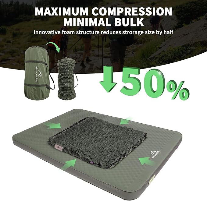 Self Inflating Double Sleeping Pad with Foam and Electric Pump,Innovative Y-Shaped Telescopic Structure,4.3" Thick Ultraportable Camping Mattress,Outdoor Compact Air Mat for Tent Car(4.2*79*55 inch)