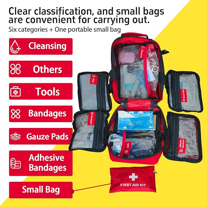 556 Piece Large Tactical First Aid Kit (Premium) –【Molle Rip-Away】Labelled Compartments | Tear Resistant for Family/Team | Car/Home/Sports/Camping | First Responders' Pick