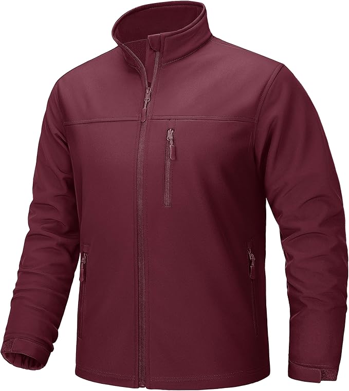 TACVASEN Men's Lightweight Softshell Jacket Fleece Lined Waterproof Tactical Rain Zip Up Winter Coat Windbreaker Casual