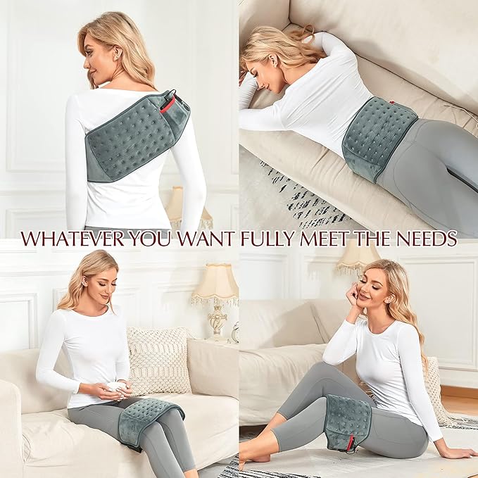 Vofuoti Cordless Heating Pad, Portable Heated Pad with Battery and 3 Heat Settings, Rechargeable Electric Heating Pads for Back, Abdomen, Gifts for Women Men