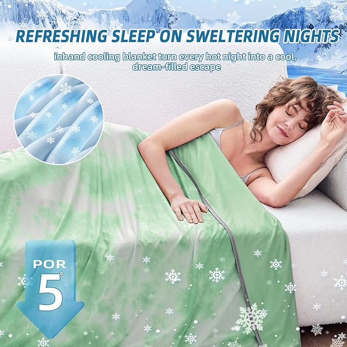 inhand Cooling Blanket Queen Size (90"x90"), Cooling Blankets for Hot Sleepers, Absorbs Heat to Keep Adults Cool for Summer Nights Sweats, Thin Cold Lightweight Blanket for Couch Bed, All Season Use