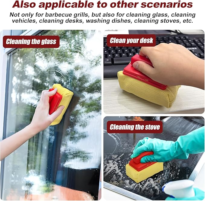 Grill Cleaning Brush (No Handle) - Replaceable Brush Heads Bristle Free/Safe Cleaning Head Compatible for Cast Iron/Stainless Steel Grates (1 Pack)