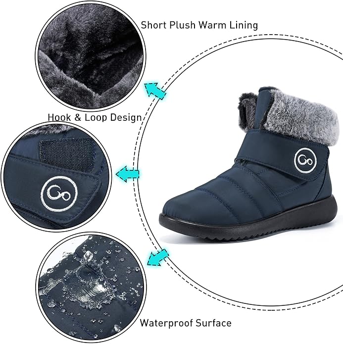 Women Snow Boots Winter Shoes with Fur Lined Warm Slip On Boots for Women Waterproof Booties Comfortable Outdoor Anti Slip Shoes