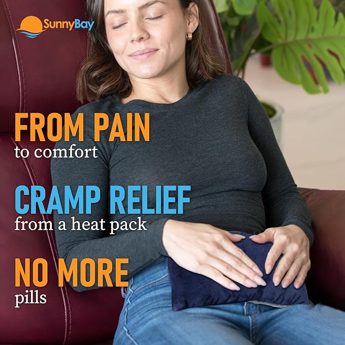 SunnyBay Odorless Small Microwave Heating Pad, Microwavable Versatile Neck and Shoulder Wrap for Back Pain and More, Moist Heat Plush-Cotton Pad with Hydra-Beads, 6x11 in, Blue-Grey