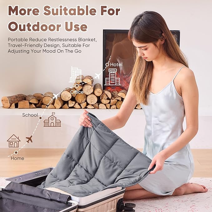 Weighted Lap Blanket for Adults 5lbs, 29"x33" Cooling Heavy Blanket, Portable Travel Weighted Blankets, Soft Small Blankets for Sleeping, Grey