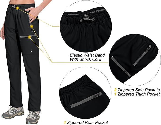 Little Donkey Andy Women's Lightweight Quick Dry Cargo Hiking Pants UPF 50+ Stretch Travel Casual Trousers