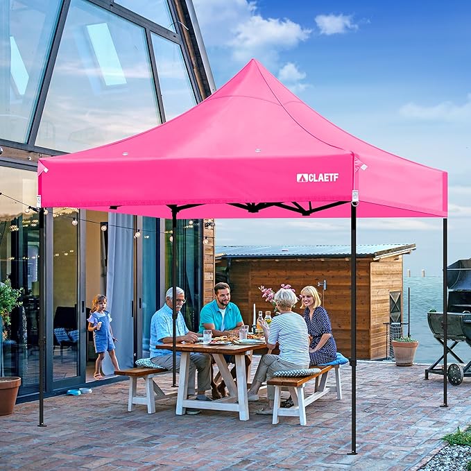 10x10 Canopy Replacement Top for Pop Up Canopy Tent - 4 Drainage Holes,10x10ft Canopy top Suitable for Most of The Standard Canopy(top only) (Pink)