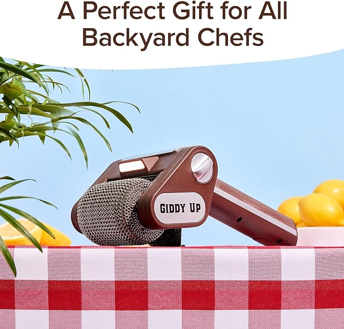 HorsePower Giddy Up Grill Cleaner AS-SEEN-ON-TV! – Cordless, Rechargeable BBQ Tool with 350 RPM Stainless Roller, LED Light – Patents Pending – From BulbHead, a Family-Owned American Brand