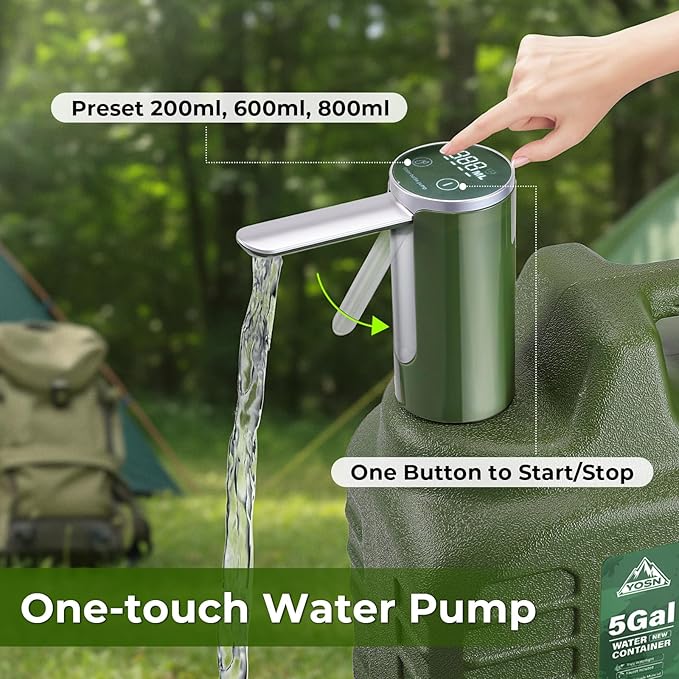 5 Gallon Water Jug, Camping Water Container with Pump, BPA Free Portable Water Dispenser with Spigot, Leak-Proof Large Camping Water Jug for Emergency Storage, Outdoor, Hiking, Road Trips