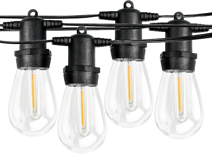 27Ft Led Outdoor String Lights,Patio Lights, S14 Edison Shatterproof Bulbs,for Patio Backyard Cafe Porch Garden Bistro Party Wedding Decoration (2 Pack)